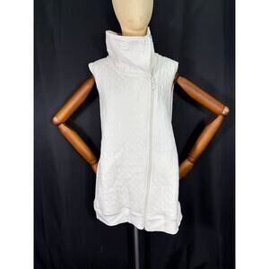 T by Talbots Plus Size 1X Cream Zip Up Collared Quilted Vest, Turtle Neck, NWT